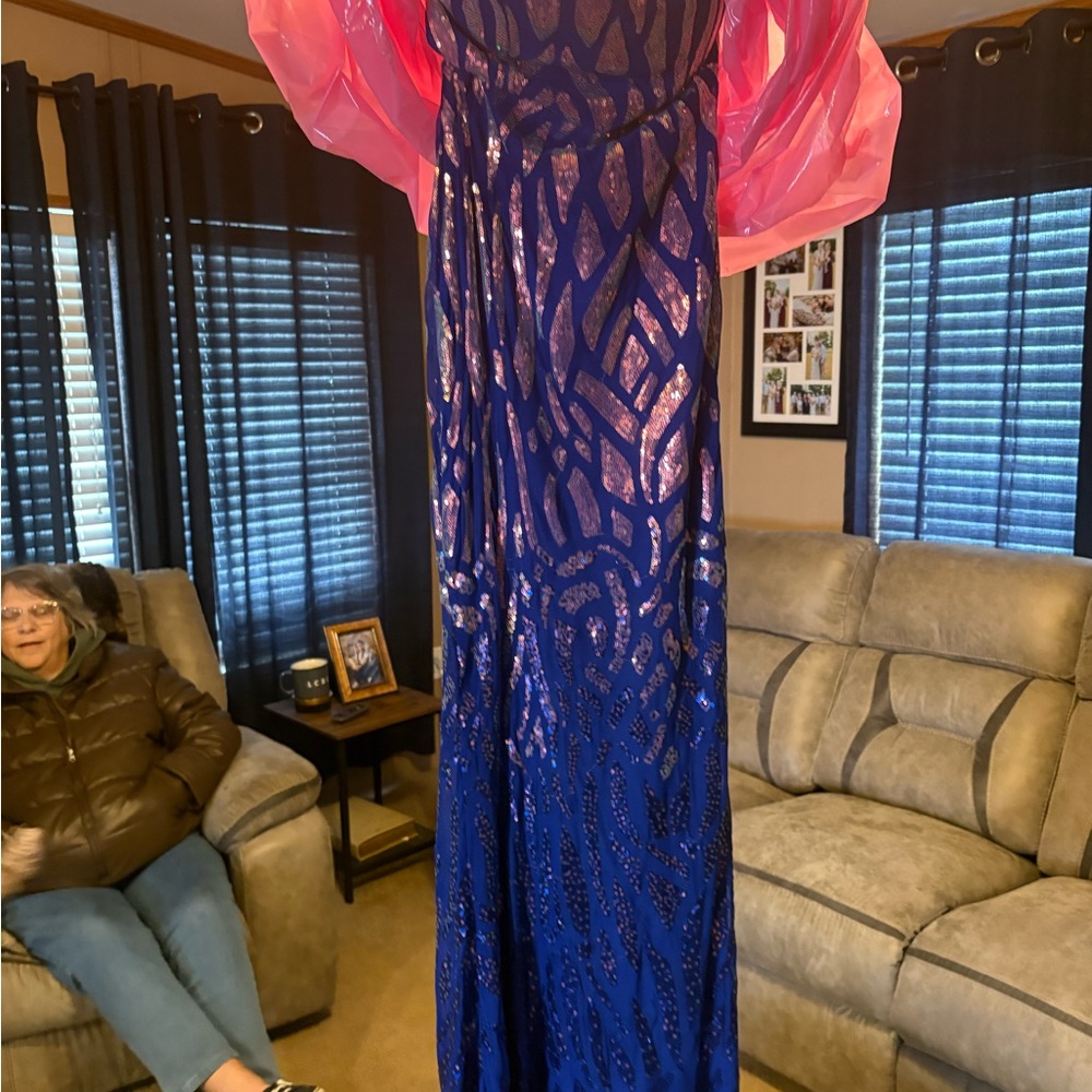 Blue and Pink Sequin Gown